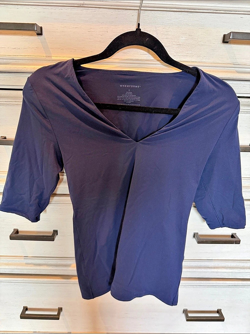 WHBMFORME V-Neck Top in Blue Size Small Like New